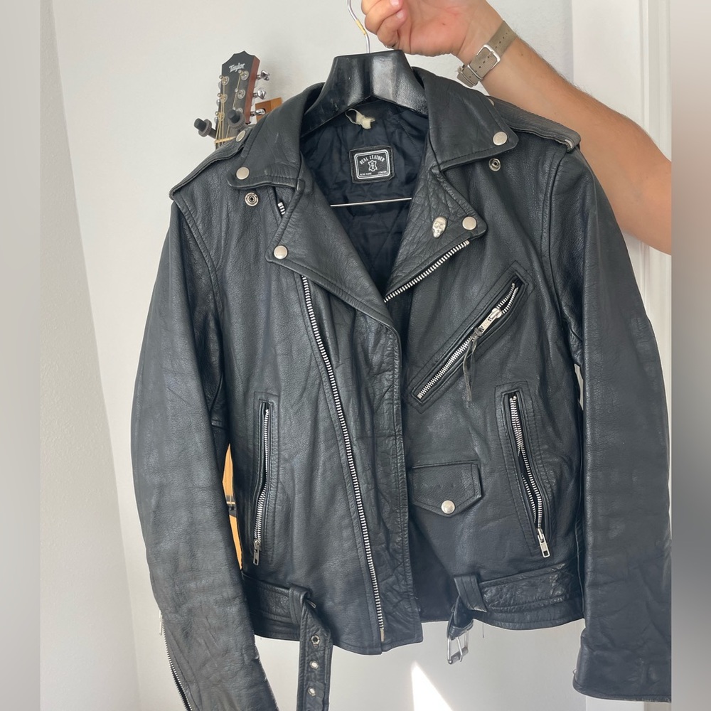 Vintage Black Leather Jacket UMR - Picture 2 of 7